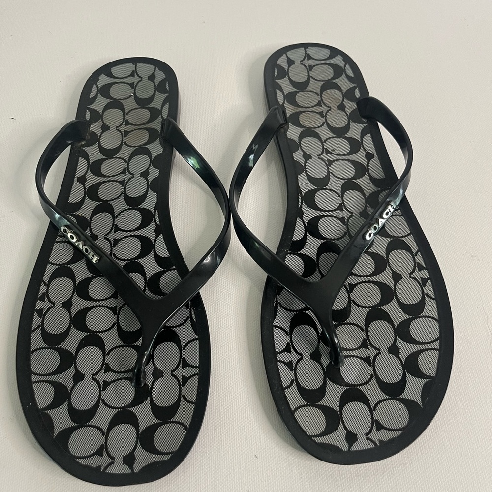 Coach Black Lyra Signature Flip Flops Sandals for Women Size 9